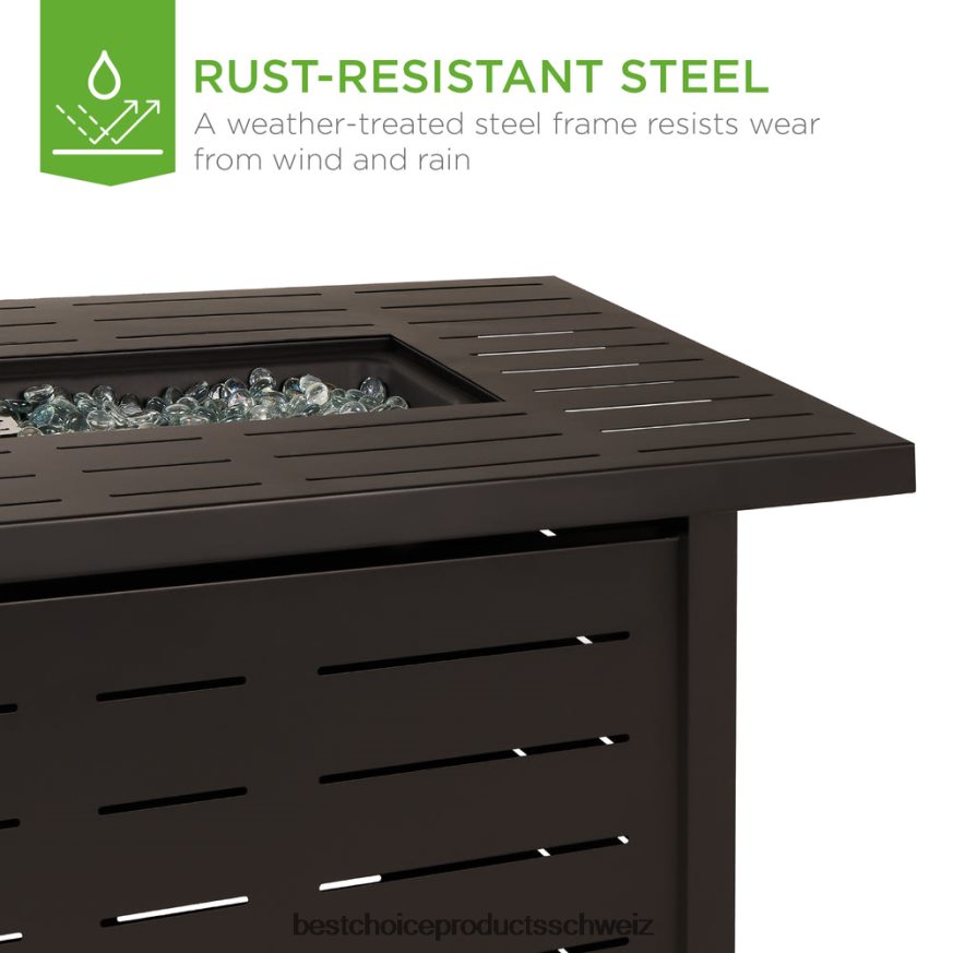 Best Choice Products 50.000 BTU Propangas-Feuerstelle aus Stahl mit automatischer Zündung dunkelbraun 2JD022855