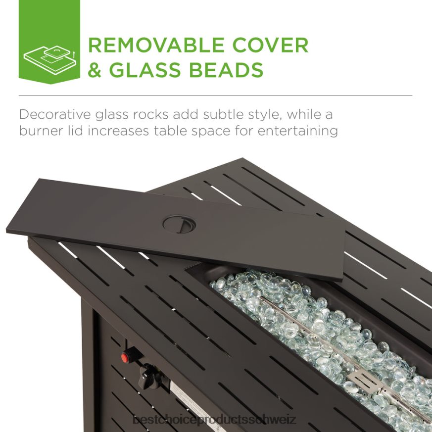 Best Choice Products 50.000 BTU Propangas-Feuerstelle aus Stahl mit automatischer Zündung dunkelbraun 2JD022855