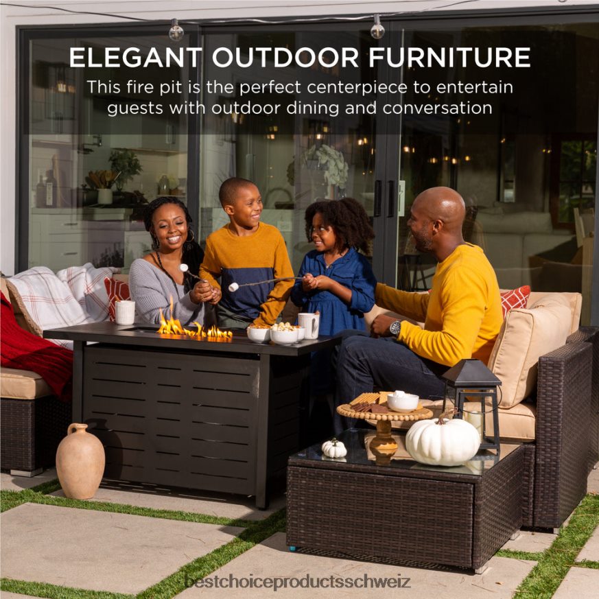 Best Choice Products 50.000 BTU Propangas-Feuerstelle aus Stahl mit automatischer Zündung dunkelbraun 2JD022855