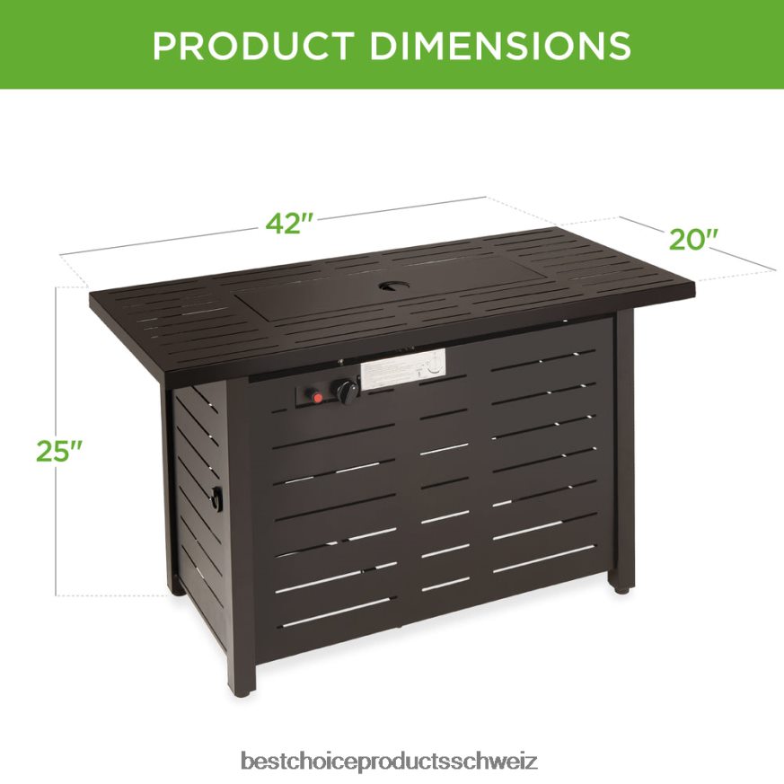 Best Choice Products 50.000 BTU Propangas-Feuerstelle aus Stahl mit automatischer Zündung dunkelbraun 2JD022855