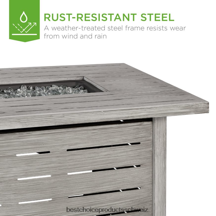 Best Choice Products 50.000 BTU Propangas-Feuerstelle aus Stahl mit automatischer Zündung grau 2JD022854