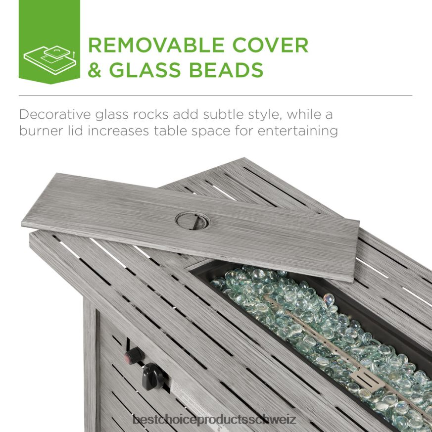 Best Choice Products 50.000 BTU Propangas-Feuerstelle aus Stahl mit automatischer Zündung grau 2JD022854
