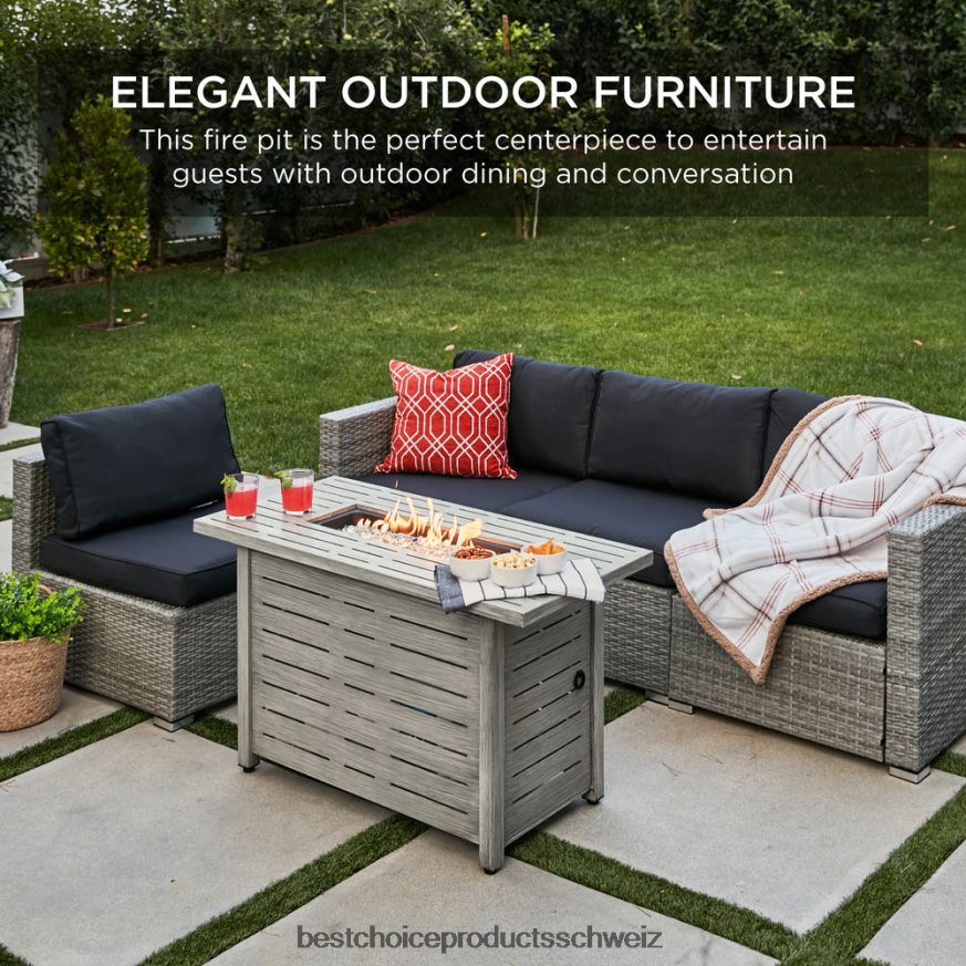 Best Choice Products 50.000 BTU Propangas-Feuerstelle aus Stahl mit automatischer Zündung grau 2JD022854