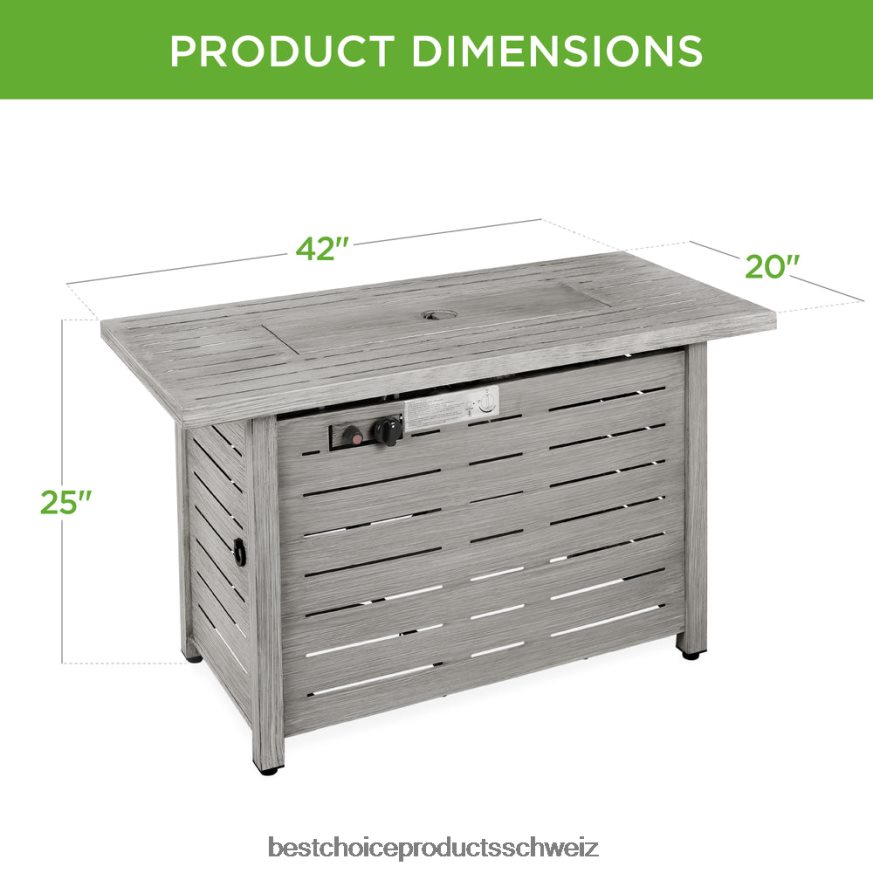 Best Choice Products 50.000 BTU Propangas-Feuerstelle aus Stahl mit automatischer Zündung grau 2JD022854