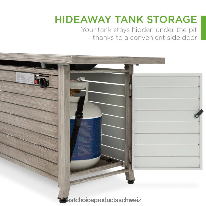 Best Choice Products Rechteckiger Propangas-Feuerstellentisch mit 50.000 BTU, Stauraum und Abdeckung grau 2JD0221460