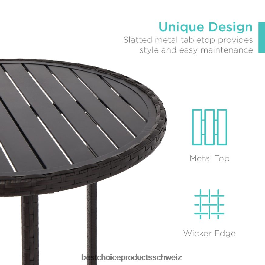 Best Choice Products 3-teiliges Outdoor-Bistrotisch-Bar-Set aus Korbgeflecht mit Barhockern und Fußstützen Beige 2JD0221396