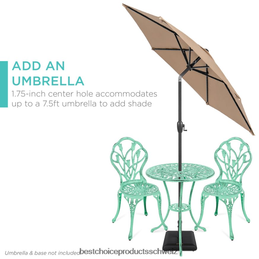 Best Choice Products 3-teiliges Terrassen-Bistromöbel-Set aus Aluminiumguss blaugrün 2JD022412