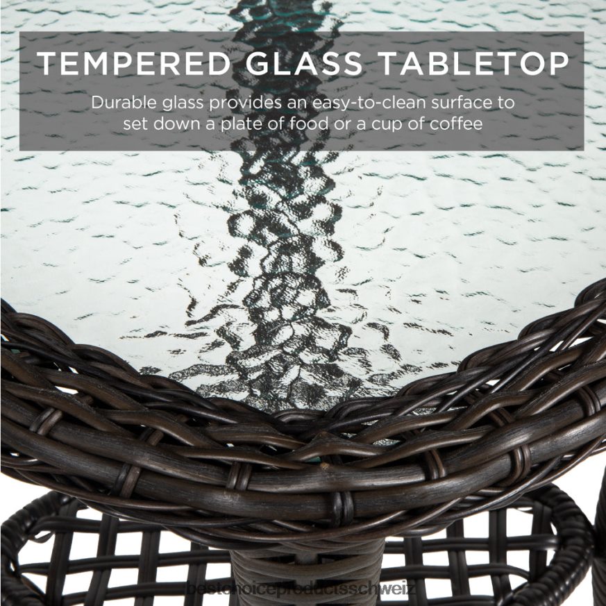 Best Choice Products 3-teiliges Terrassen-Bistromöbel-Set aus Korbgeflecht mit 2 drehbaren Schaukelstühlen und Tisch Rost 2JD0221406