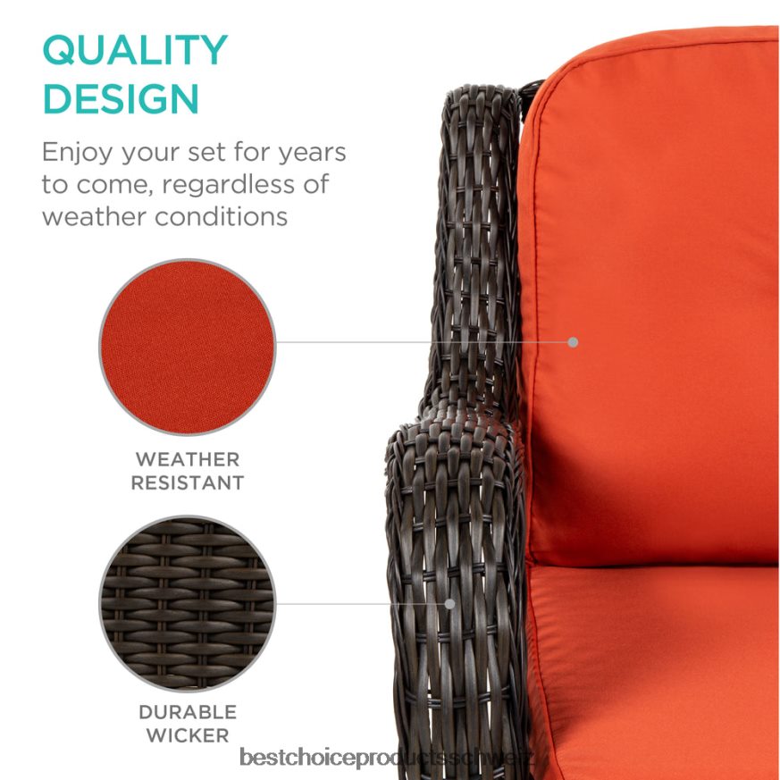 Best Choice Products 3-teiliges Terrassen-Bistromöbel-Set aus Korbgeflecht mit 2 drehbaren Schaukelstühlen und Tisch Rost 2JD0221406