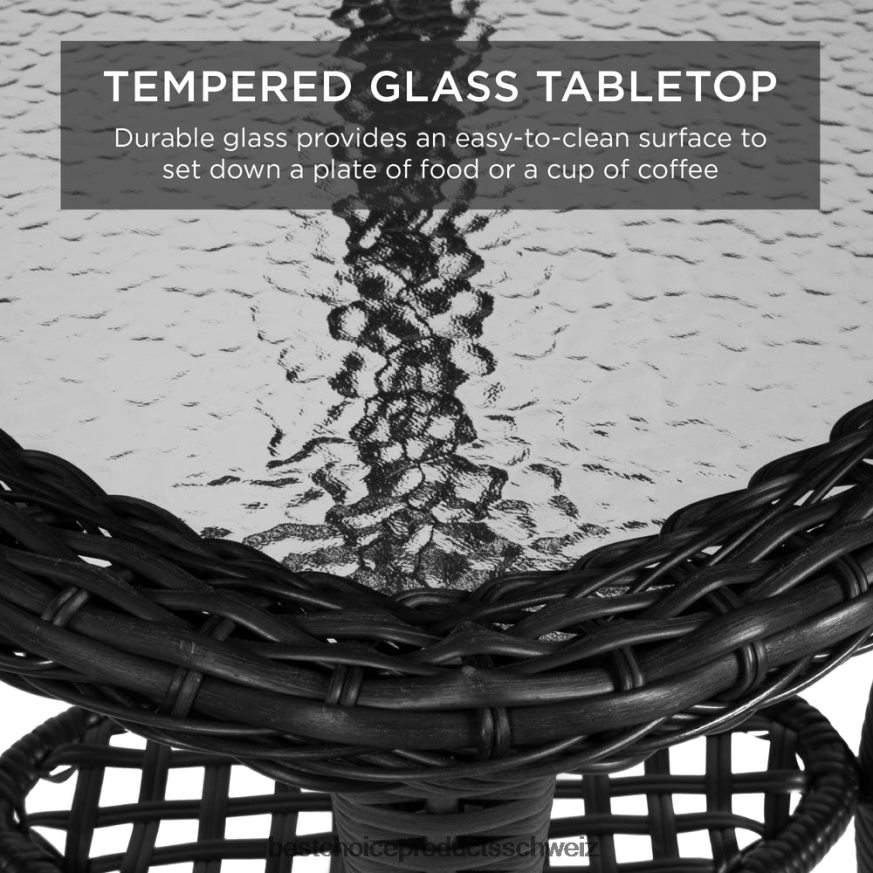 Best Choice Products 3-teiliges Terrassen-Bistromöbel-Set aus Korbgeflecht mit 2 drehbaren Schaukelstühlen und Tisch blaugrün 2JD0221408