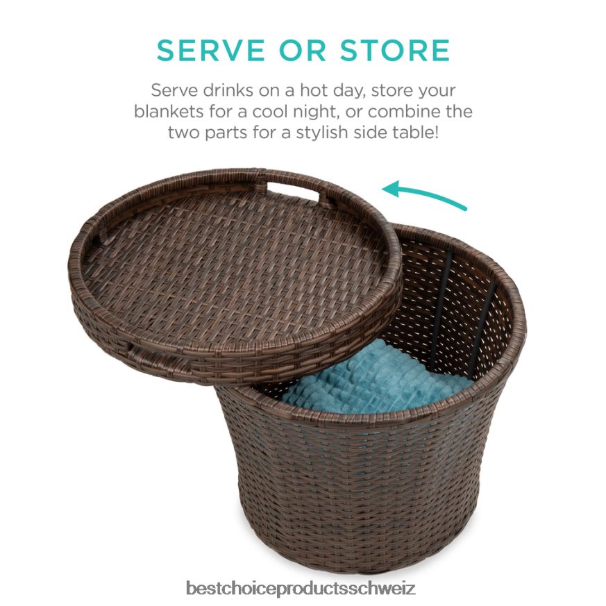 Best Choice Products 5-teiliges Outdoor-Bistro-Set aus Korbgeflecht mit Beistelltisch, kein Zusammenbau erforderlich Rot 2JD022852