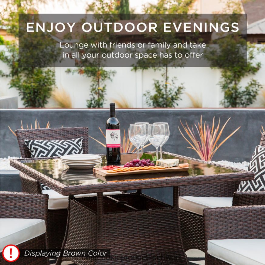 Best Choice Products 5-teiliges Terrassen-Esstisch-Set aus Korbgeflecht mit 4 Stühlen Marine 2JD022407