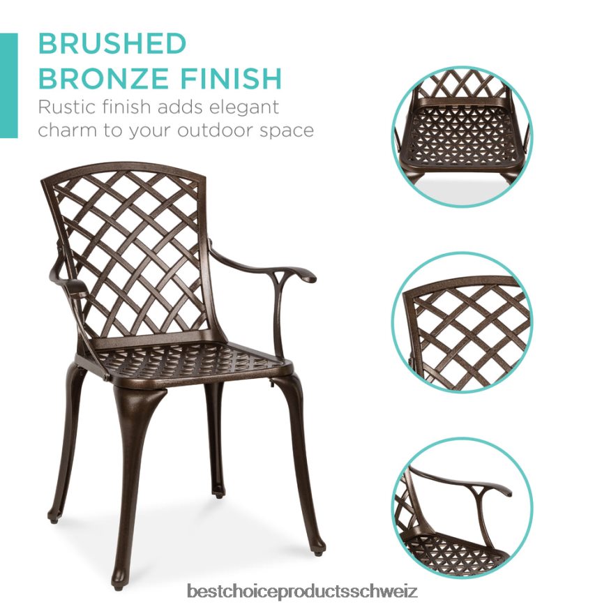 Best Choice Products 5-teiliges, wetterfestes Terrassen-Essset aus Aluminiumguss mit 4 Stühlen braun 2JD022413