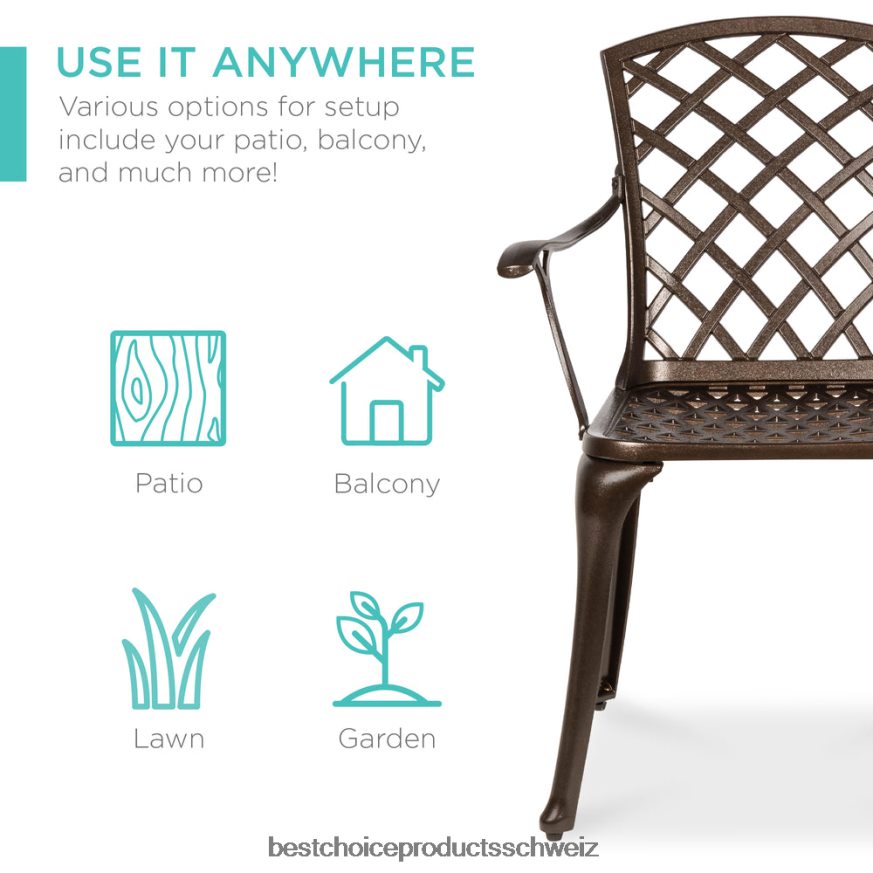 Best Choice Products 5-teiliges, wetterfestes Terrassen-Essset aus Aluminiumguss mit 4 Stühlen braun 2JD022413