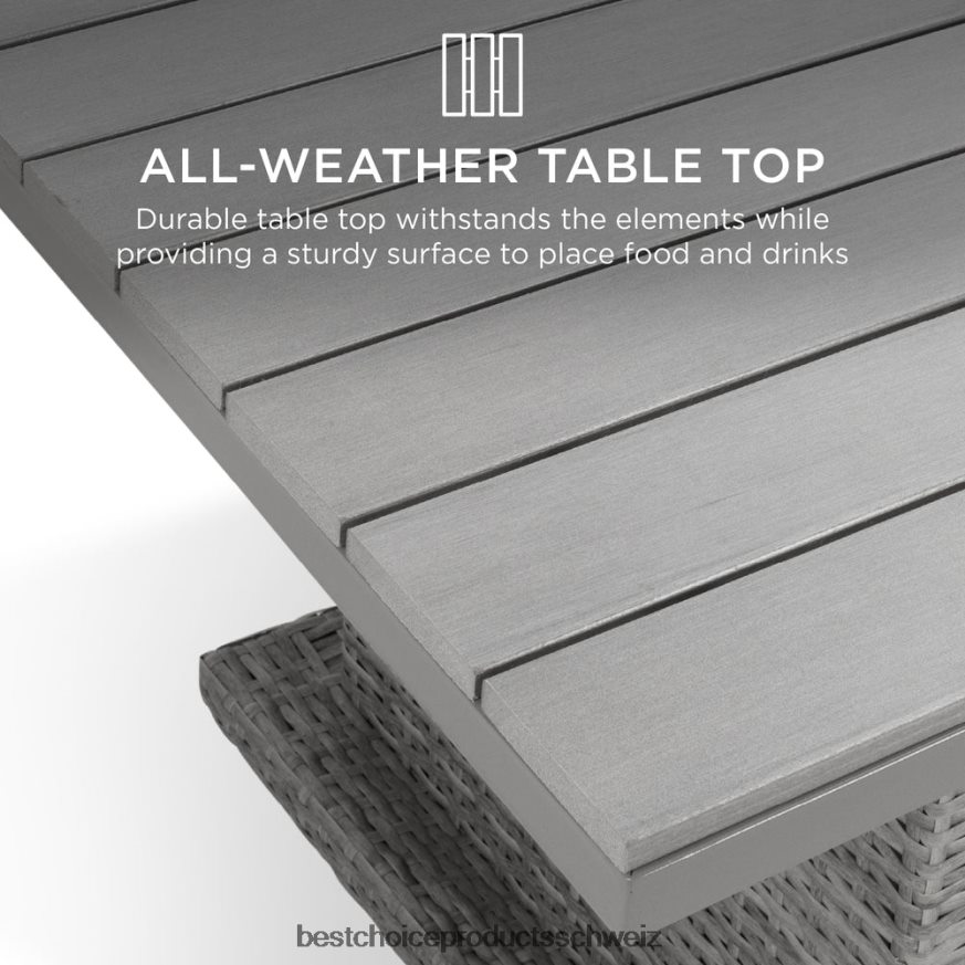 Best Choice Products 6-teiliges Terrassenmöbel-Set aus Korbgeflecht mit höhenverstellbarem Esstisch grau/marine 2JD022428