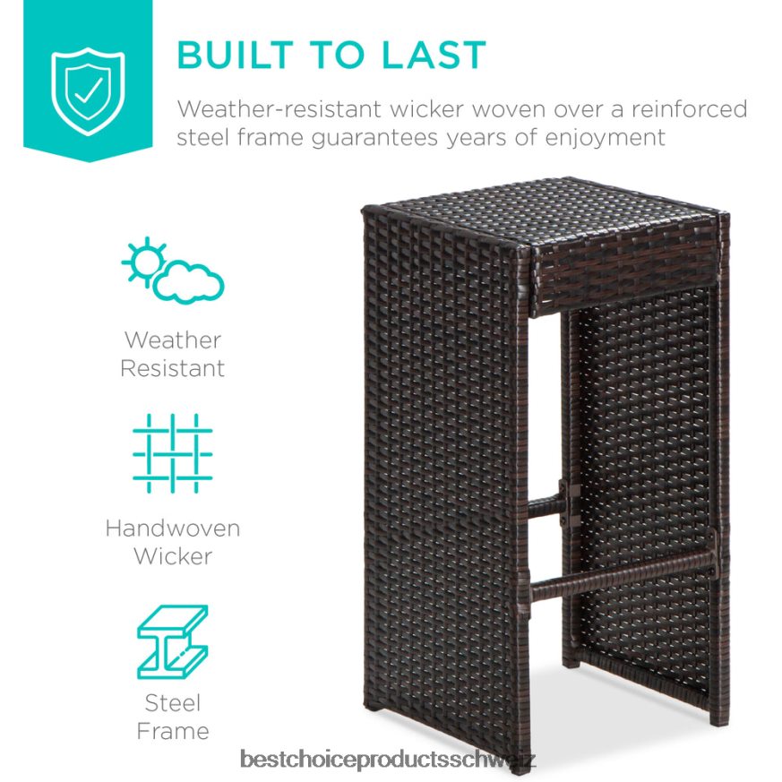 Best Choice Products 7-teiliges Bar-/Terrassen-Essset aus Korbgeflecht mit Glastischplatte und 6 Hockern Rot 2JD0221391