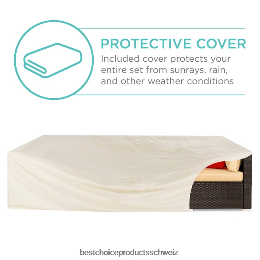 Best Choice Products 7-teiliges modulares Gesprächsset aus Korbgeflecht mit 2 Kissen und Bezug braun/braun 2JD0221307