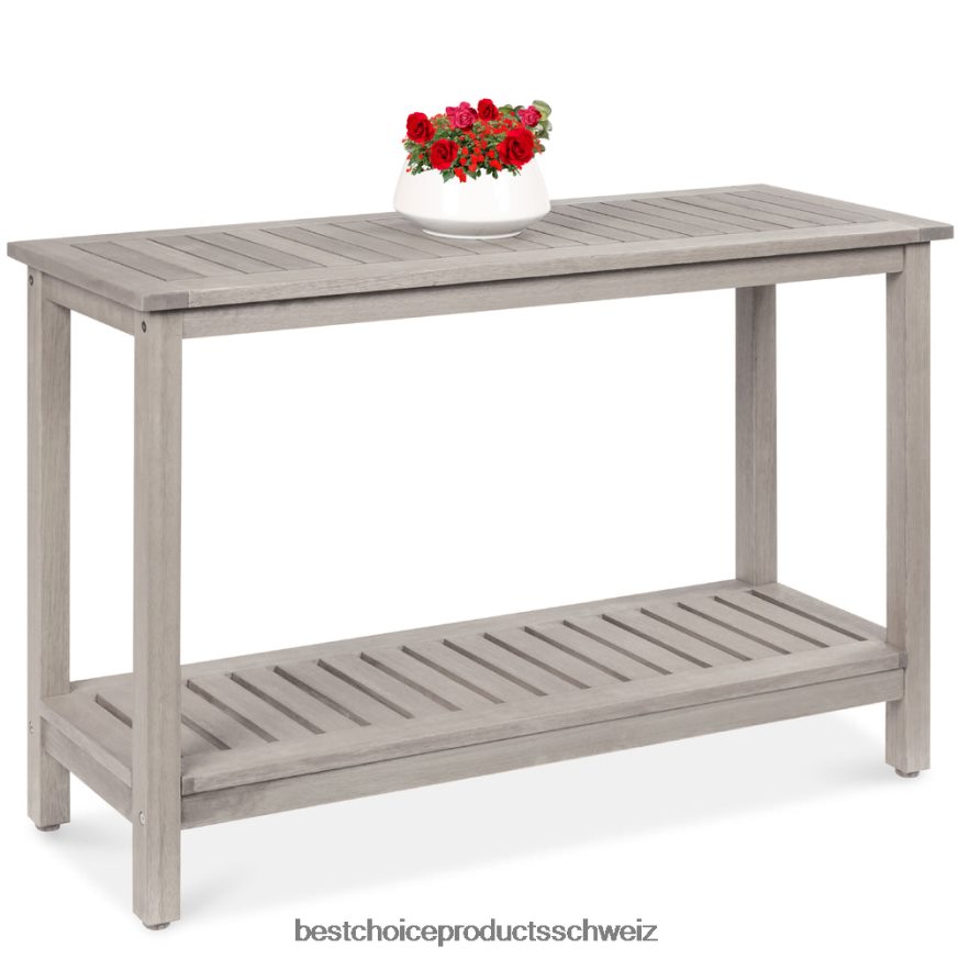 Best Choice Products Aufbewahrungsorganisator für Konsolentische aus Holz mit 2 Ablagen und natürlichem Finish grau 2JD022939