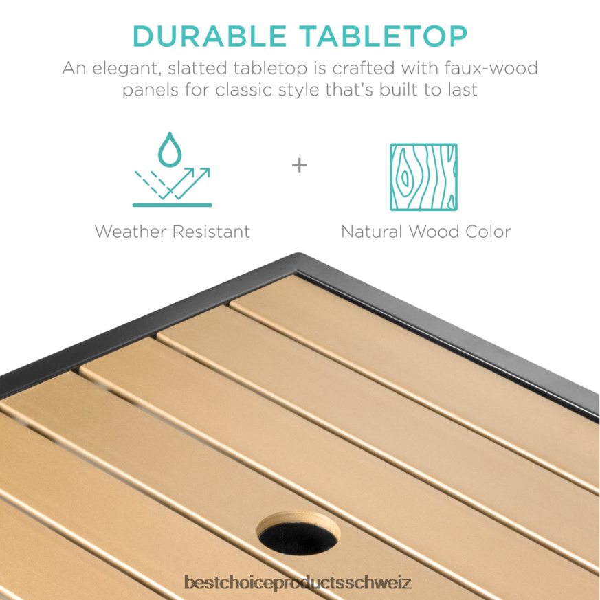 Best Choice Products Beistelltisch aus Korbgeflecht für den Außenbereich, Akzentmöbel mit Schirmloch braun 2JD022930