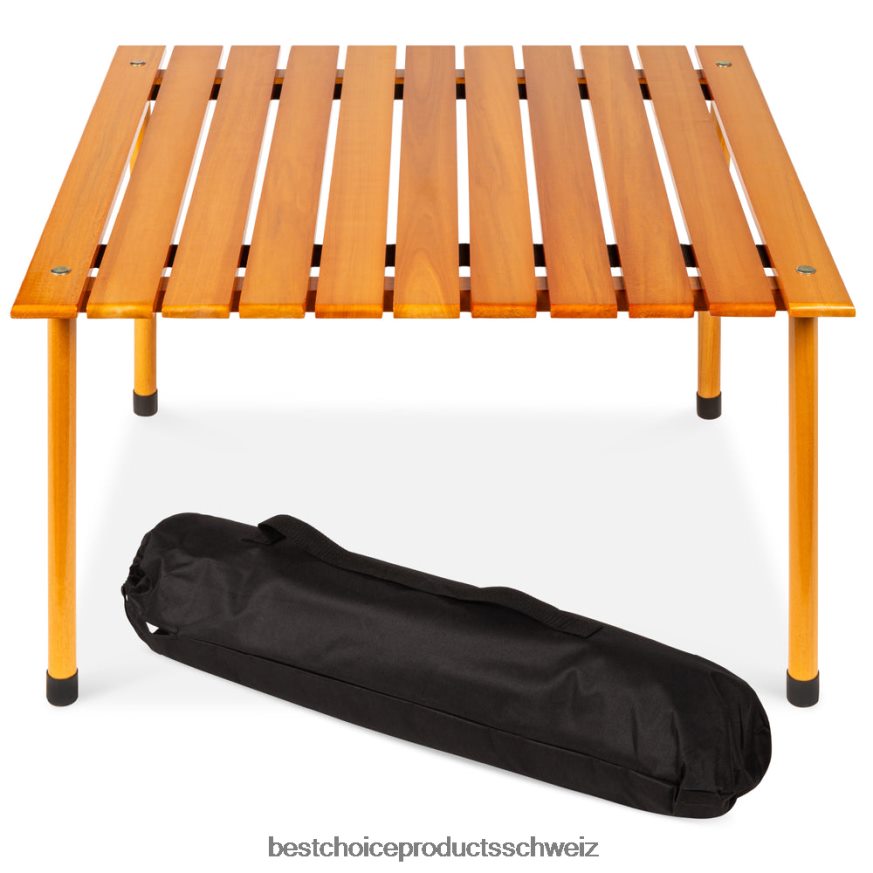 Best Choice Products Klappbarer Holztisch für den Innen- und Außenbereich mit Tragetasche braun 2JD022936