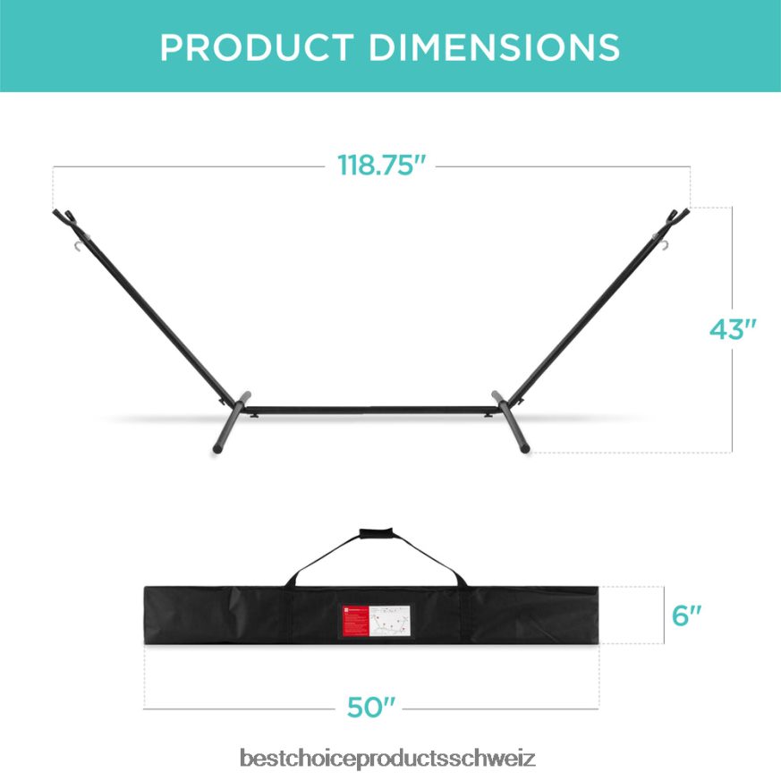 Best Choice Products Doppelhängematte im brasilianischen Stil für 2 Personen mit Tragetasche und Stahlständer Paradies 2JD022880