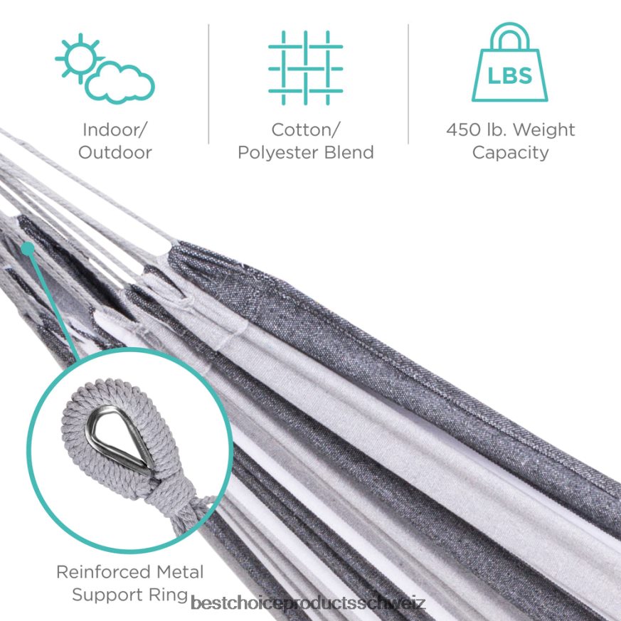 Best Choice Products Doppelhängematte im brasilianischen Stil für 2 Personen mit Tragetasche und Stahlständer Stahl 2JD022874