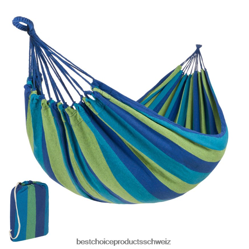 Best Choice Products Doppelhängematte im brasilianischen Stil für 2 Personen mit tragbarer Tragetasche Blau 2JD022416