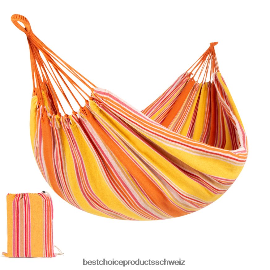 Best Choice Products Doppelhängematte im brasilianischen Stil für 2 Personen mit tragbarer Tragetasche Sonnenuntergang 2JD022415