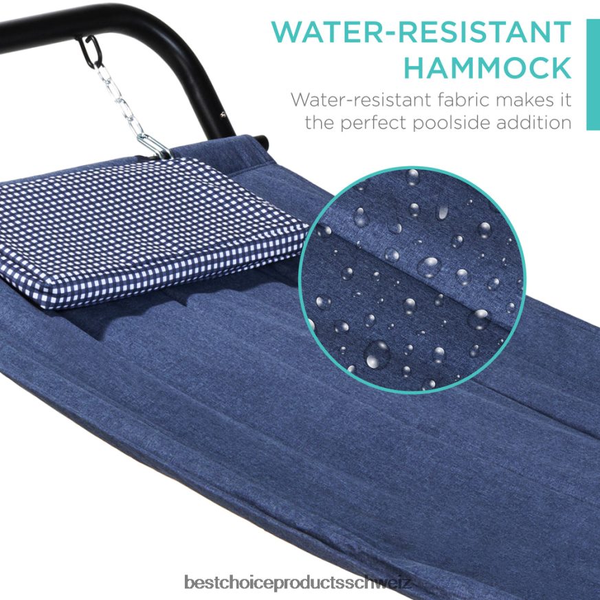 Best Choice Products Terrassenhängematte für den Hinterhof, Garten mit Ständer, Kissen und Aufbewahrungstaschen Blau 2JD022924