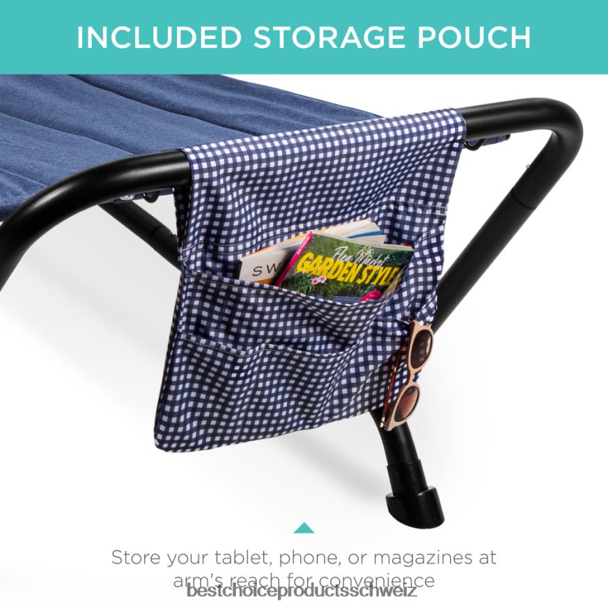 Best Choice Products Terrassenhängematte für den Hinterhof, Garten mit Ständer, Kissen und Aufbewahrungstaschen Blau 2JD022924