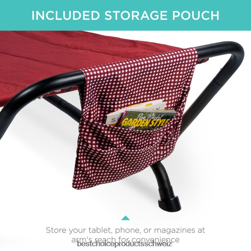 Best Choice Products Terrassenhängematte für den Hinterhof, Garten mit Ständer, Kissen und Aufbewahrungstaschen Rot 2JD022925