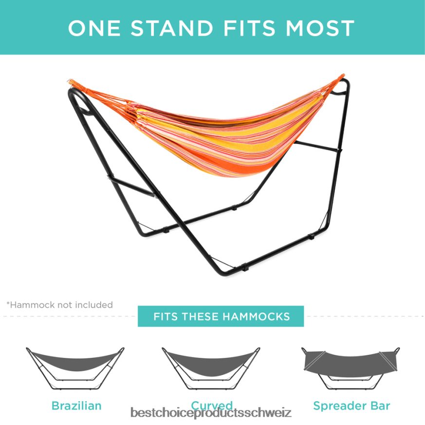 Best Choice Products Verstellbarer Hängemattenständer für Hängematten von 9 bis 14 Fuß Schwarz 2JD022423