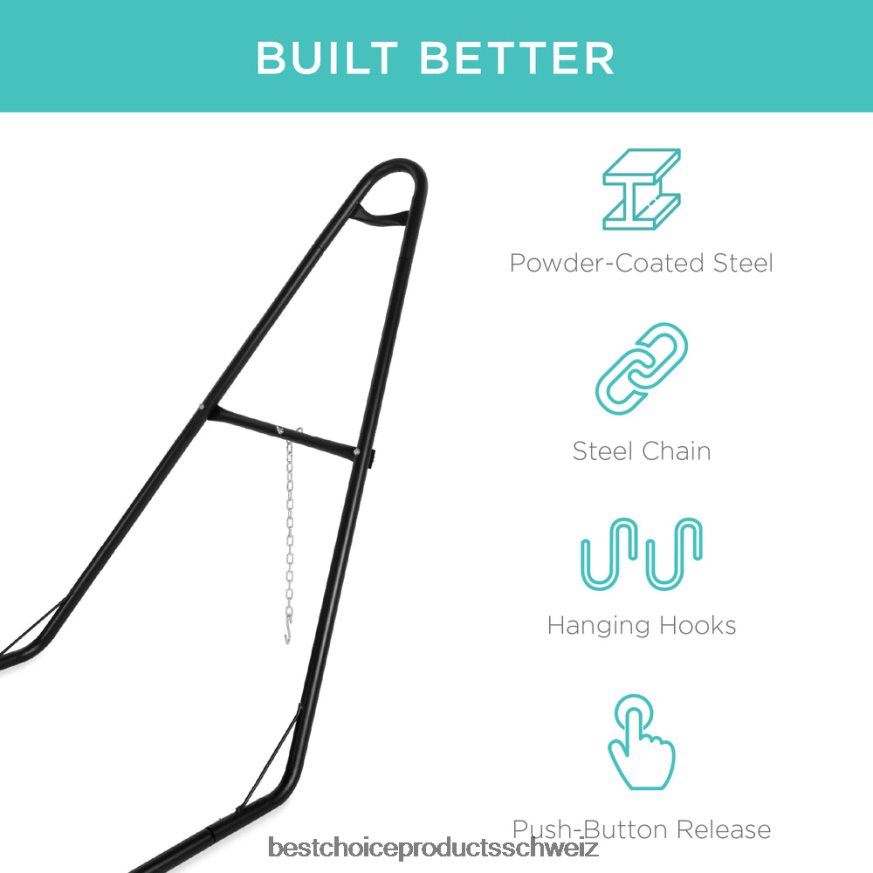 Best Choice Products Verstellbarer Hängemattenständer für Hängematten von 9 bis 14 Fuß Schwarz 2JD022423