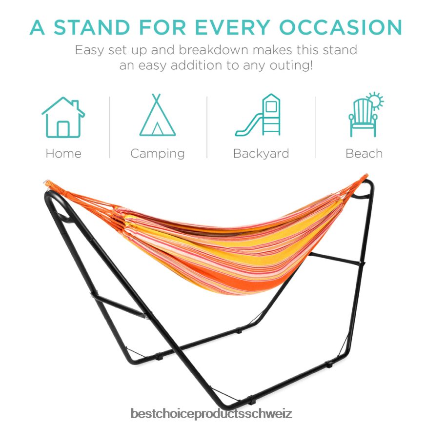 Best Choice Products Verstellbarer Hängemattenständer für Hängematten von 9 bis 14 Fuß Schwarz 2JD022423