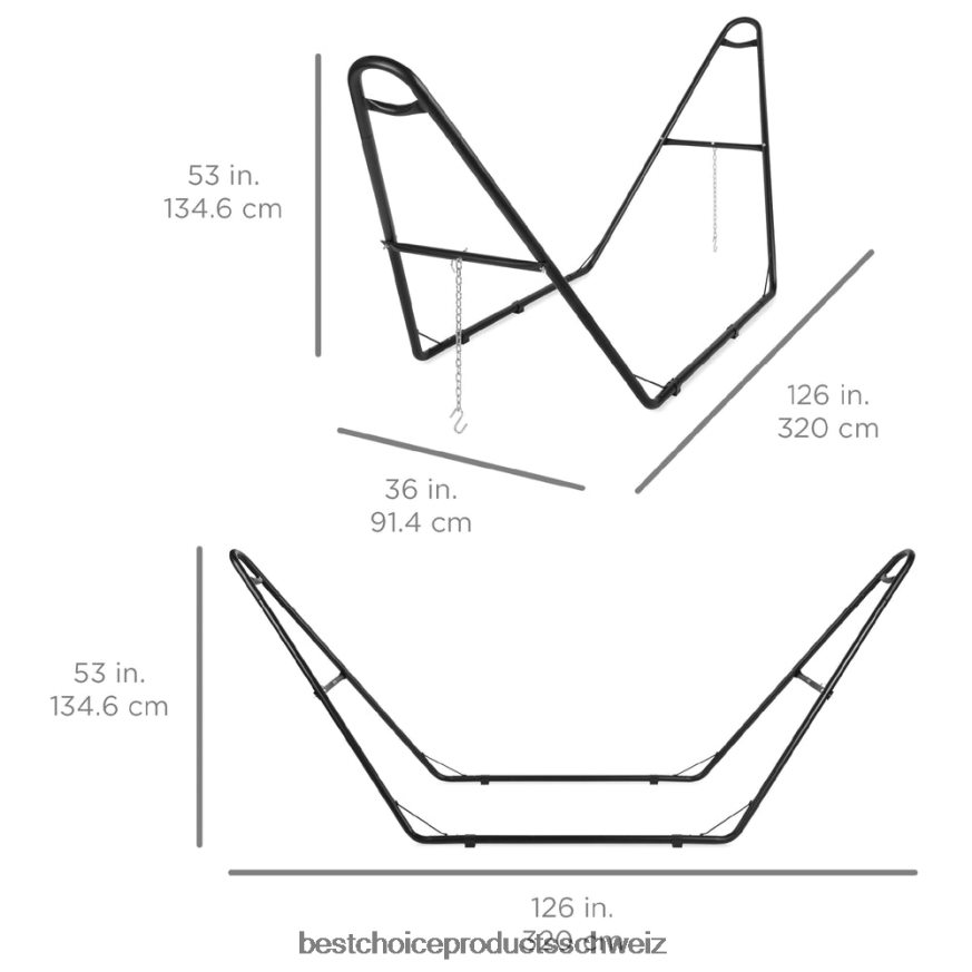 Best Choice Products Verstellbarer Hängemattenständer für Hängematten von 9 bis 14 Fuß Schwarz 2JD022423