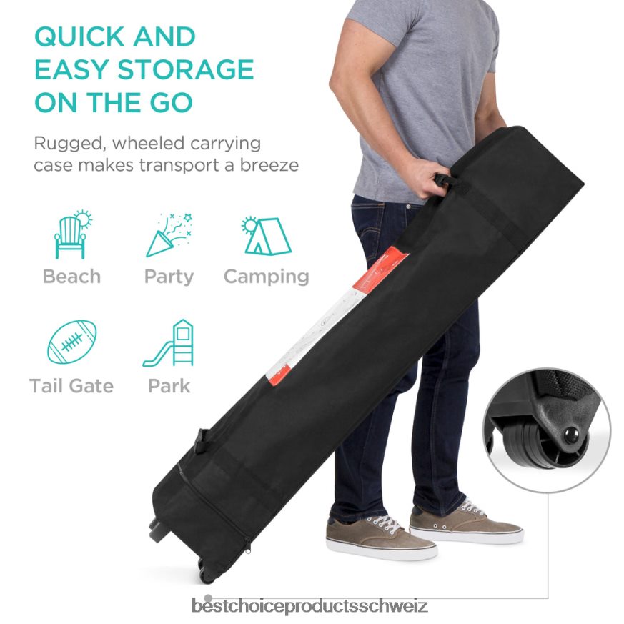 Best Choice Products Sofort aufklappbares Vordach für den Aufbau durch eine Person mit Tasche auf Rollen Waldgrün 2JD0221061