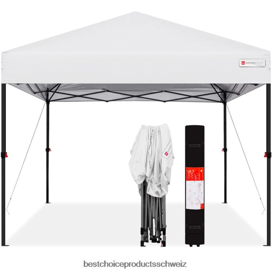 Best Choice Products Sofort aufklappbares Vordach für den Aufbau durch eine Person mit Tasche auf Rollen Weiß 2JD0221054