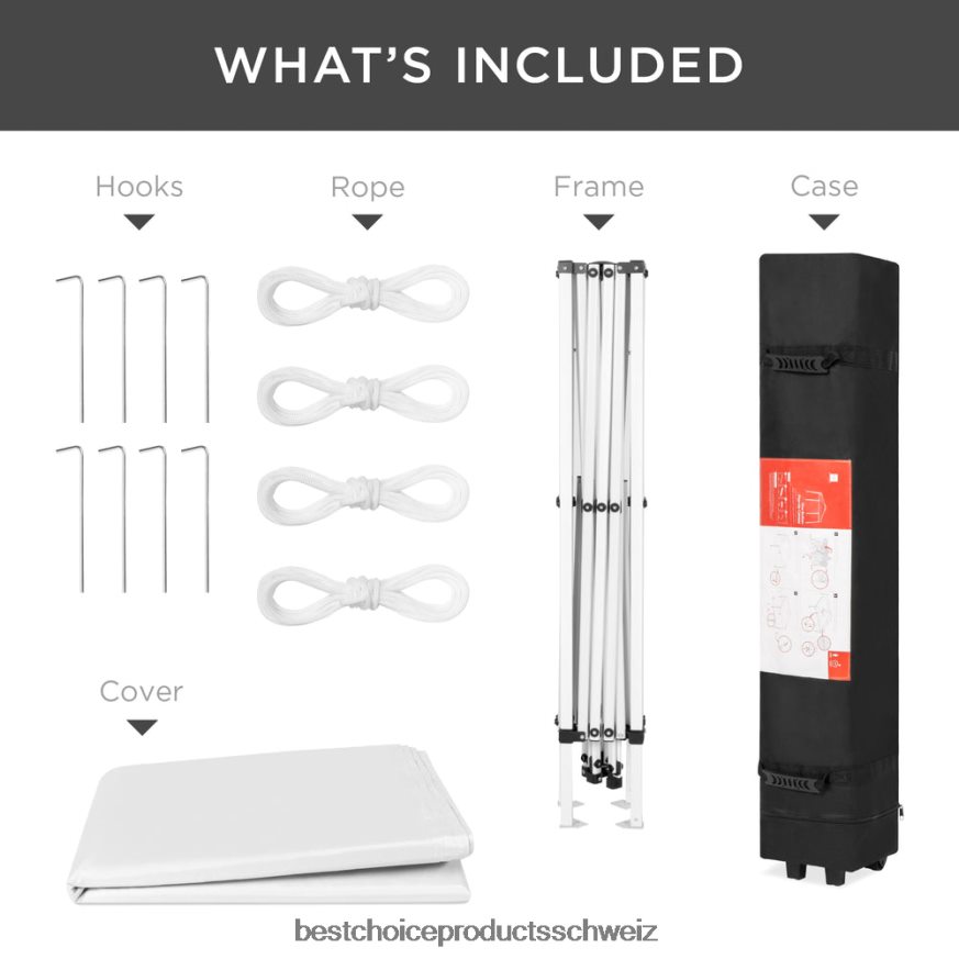 Best Choice Products Tragbares Pop-up-Überdachungszelt für den Außenbereich mit Tragetasche, 10 x 10 Fuß Weiß 2JD0221150