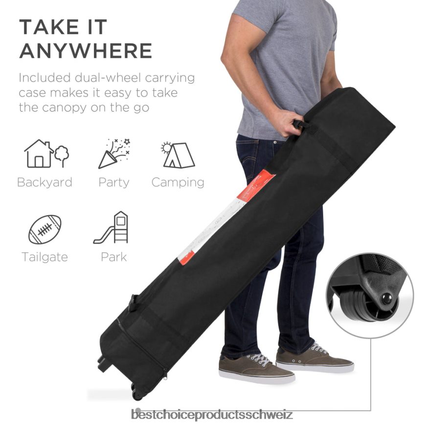 Best Choice Products Tragbares Pop-up-Überdachungszelt für den Außenbereich mit Tragetasche, 10 x 10 Fuß dunkelgrau 2JD0221151