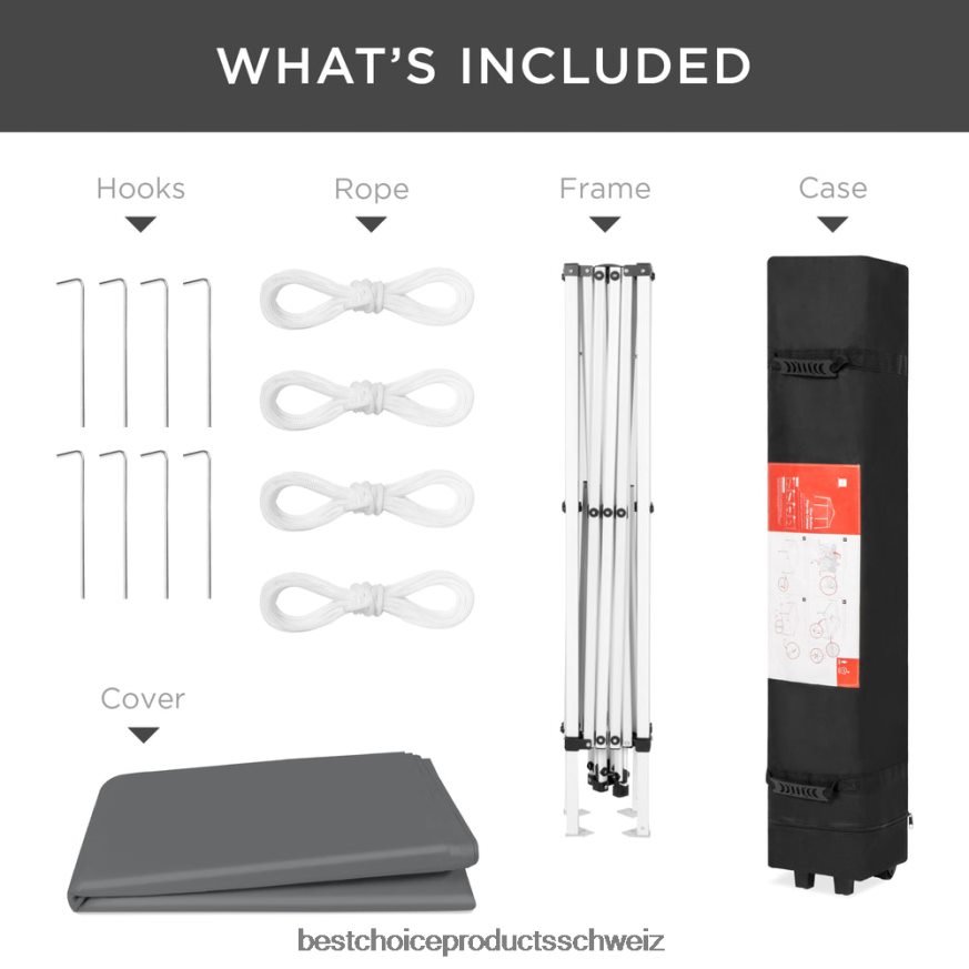 Best Choice Products Tragbares Pop-up-Überdachungszelt für den Außenbereich mit Tragetasche, 10 x 10 Fuß dunkelgrau 2JD0221151