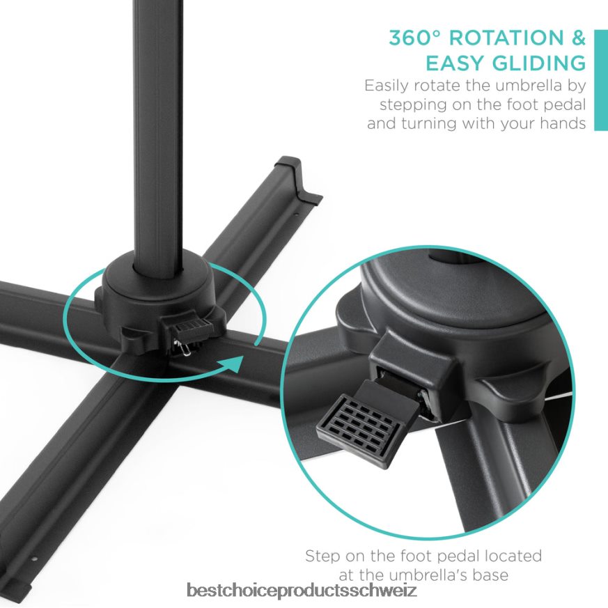 Best Choice Products 360-Grad-LED-Freischwinger-Terrassenschirm mit Neigungswinkel Grün 2JD022868