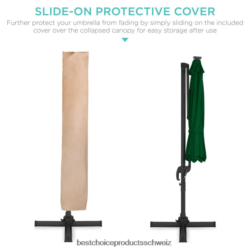 Best Choice Products 360-Grad-LED-Freischwinger-Terrassenschirm mit Neigungswinkel Grün 2JD022868