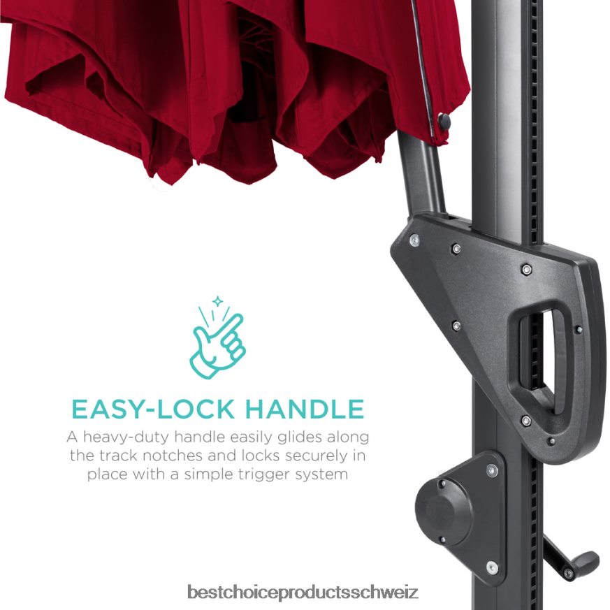 Best Choice Products 360-Grad-Solar-LED-freitragender, versetzter Terrassenschirm mit Neigung Burgund 2JD022888