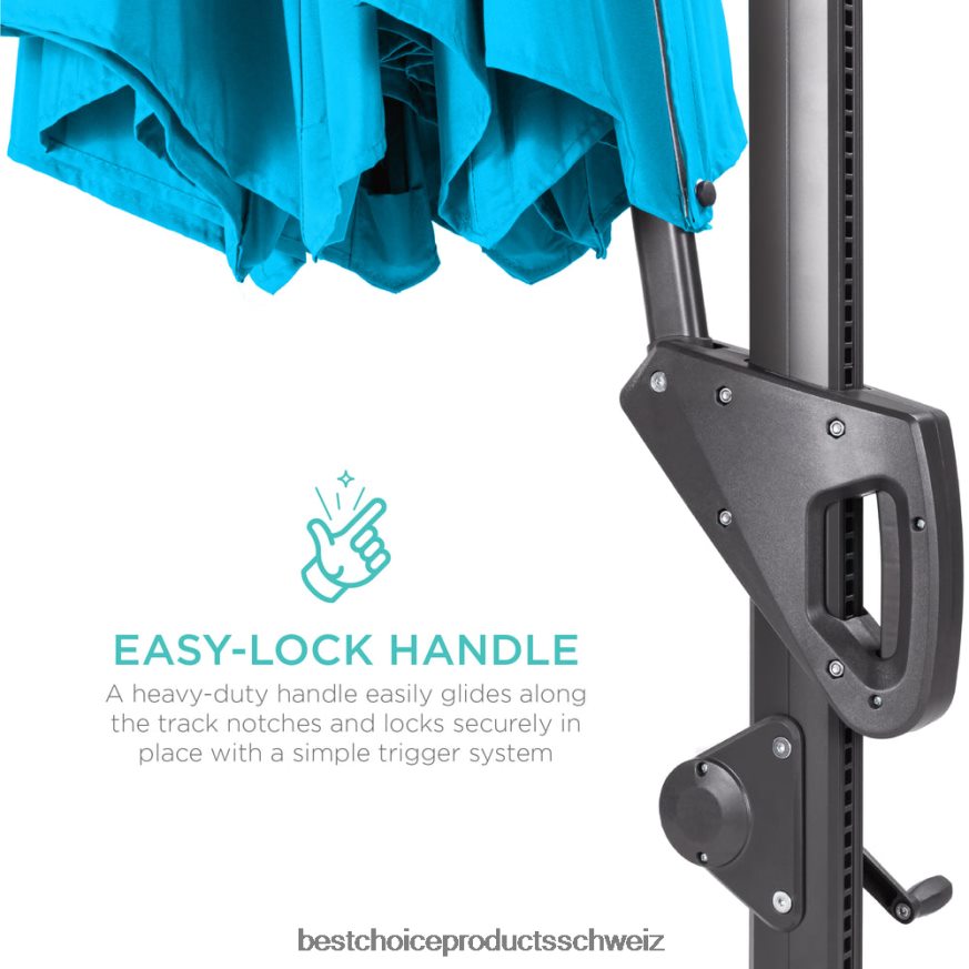 Best Choice Products 360-Grad-Solar-LED-freitragender, versetzter Terrassenschirm mit Neigung Himmelblau 2JD022886