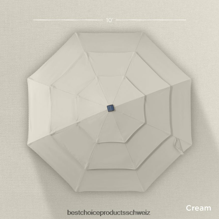 Best Choice Products 3-stufiger Solar-Terrassenschirm mit LED-Beleuchtung, Neigungsverstellung und Kurbel Elfenbein 2JD0221479