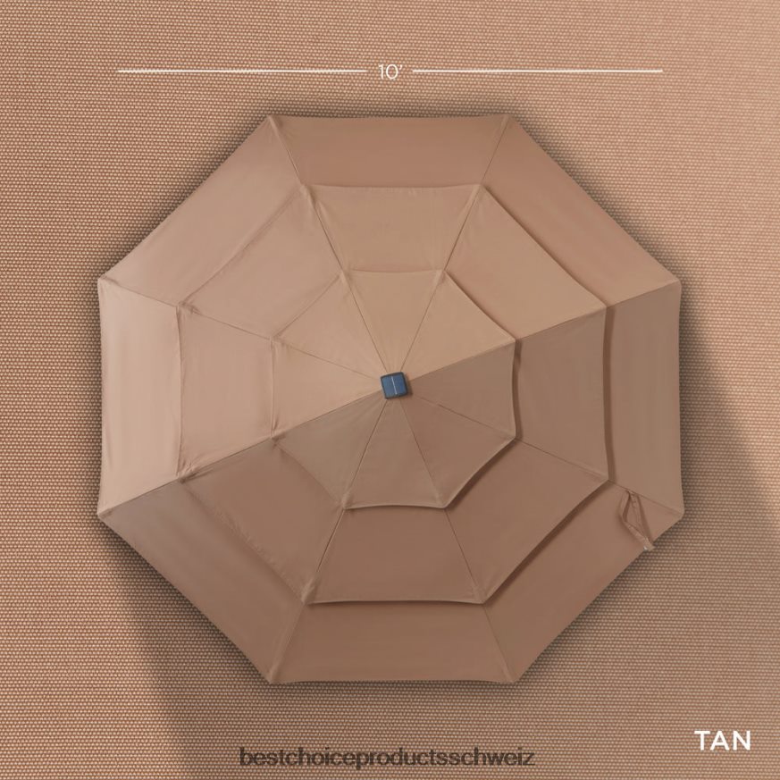 Best Choice Products 3-stufiger Solar-Terrassenschirm mit LED-Beleuchtung, Neigungsverstellung und Kurbel bräunen 2JD0221477