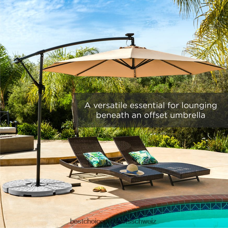 Best Choice Products 4-teiliger, freitragender, versetzter Sonnenschirmständer mit Tragegriffen Schwarz 2JD022911