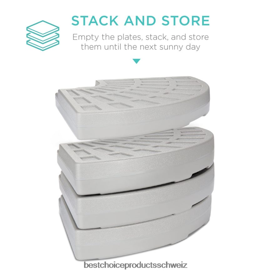 Best Choice Products 4-teiliger, freitragender, versetzter Sonnenschirmständer mit Tragegriffen Schwarz 2JD022911