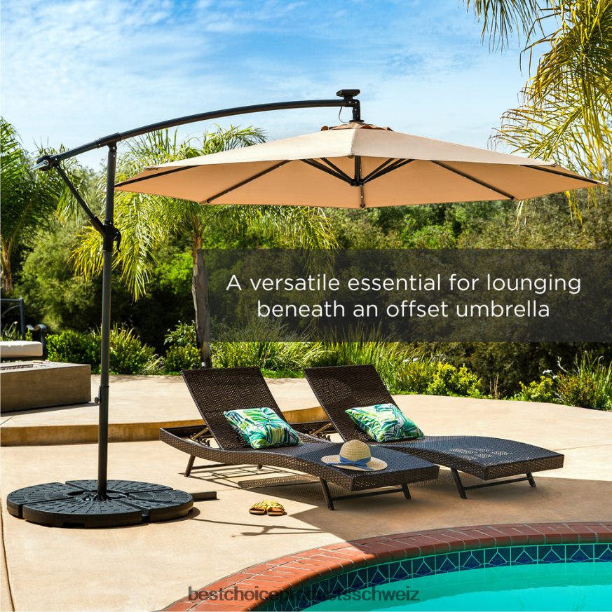Best Choice Products 4-teiliger, freitragender, versetzter Sonnenschirmständer mit Tragegriffen Schwarz 2JD022911