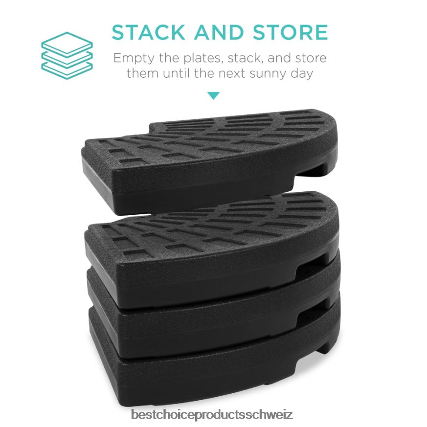 Best Choice Products 4-teiliger, freitragender, versetzter Sonnenschirmständer mit Tragegriffen Schwarz 2JD022911